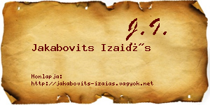 Jakabovits Izaiás névjegykártya