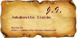 Jakabovits Izaiás névjegykártya